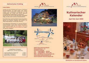 Kulinarischer Kalender - Hotel Haus Hammersbach