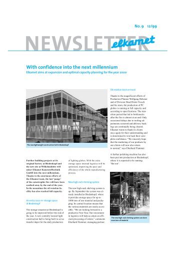 Newsletter No. 9: With confidence into the next millennium - Elkamet