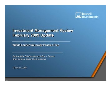 1st Quarter Investment Report - Wilfrid Laurier University