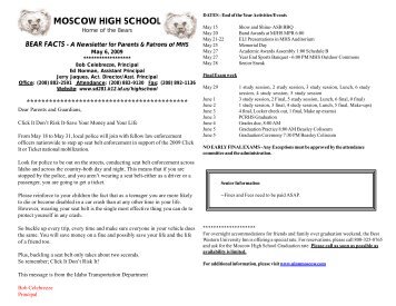 MOSCOW HIGH SCHOOL - Moscow School District #281