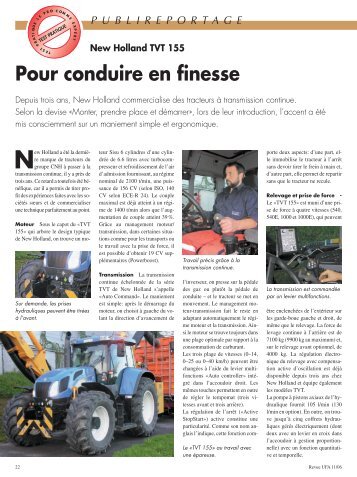 Test positif du New Holland TVT - Garage POCHON