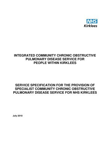 integrated community chronic obstructive pulmonary ... - NHS Kirklees