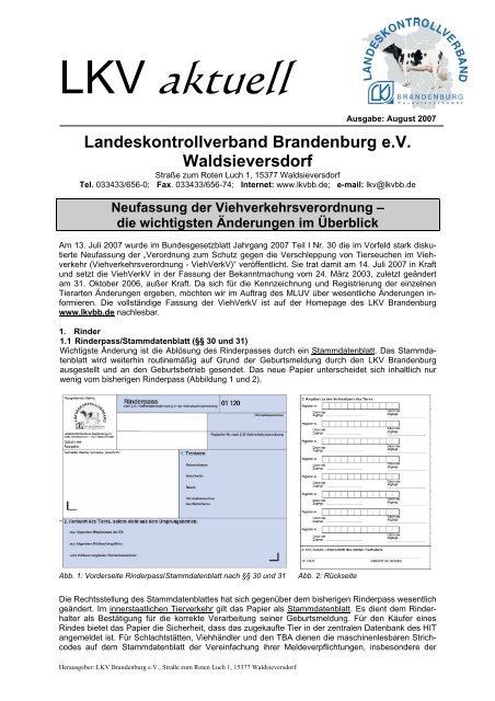 Informationen... - Landeskontrollverband Brandenburg eV