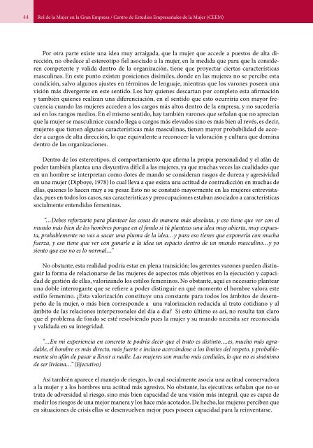 ROL DE LA MUJER - Facultad de EconomÃ­a y Negocios UDD