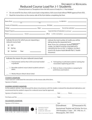 Reduced Course Load Form - ISSS Home