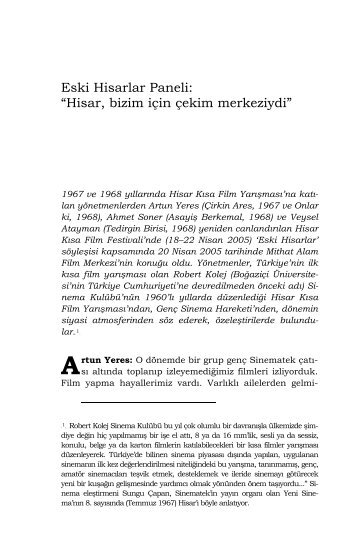 Eski Hisarlar Paneli - Mithat Alam Film Merkezi - BoÄaziÃ§i Ãniversitesi