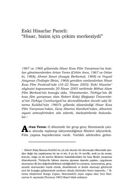 Eski Hisarlar Paneli - Mithat Alam Film Merkezi - BoÄaziÃ§i Ãniversitesi