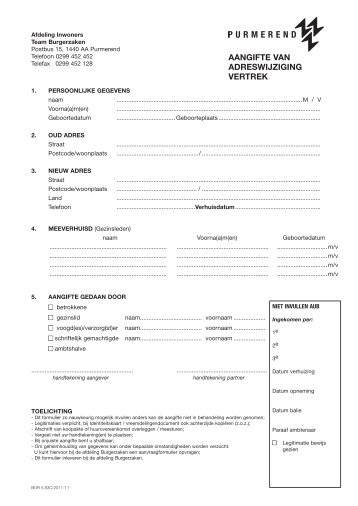 Download het formulier voor aangifte van vertrek naar het buitenland