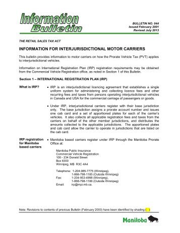 Information for Interjurisdictional Motor Carriers - Government of ...