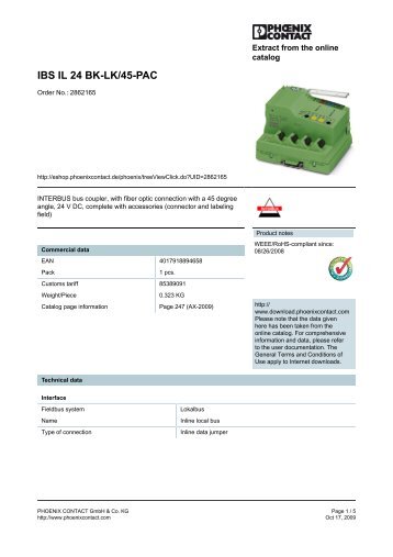 IBS IL 24 BK-LK/45-PAC - IEC Supply, LLC