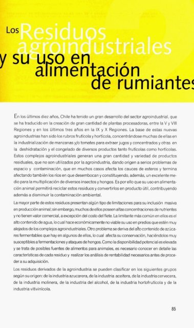 Los residuos agrÃ­colas y su uso en la alimentaciÃ³n de rumiantes