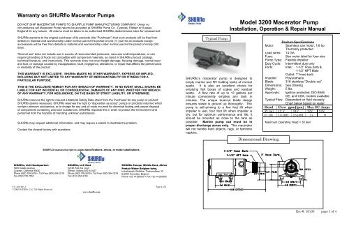 Model 3200 Macerator Pump - SHURflo