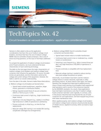TechTopics No. 42 Circuit breakers or vacuum contactors - Siemens