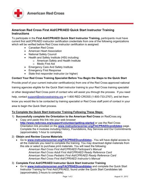 American Red Cross First Aid Cpr Aed Quick Instructor S Corner