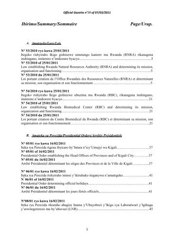 Ibirimo/Summary/Sommaire Page/Urup. - REMA