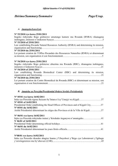 Ibirimo/Summary/Sommaire Page/Urup. - REMA