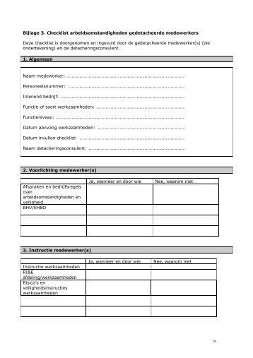 Checklist arbeidsomstandigheden gedetacheerde medewerkers