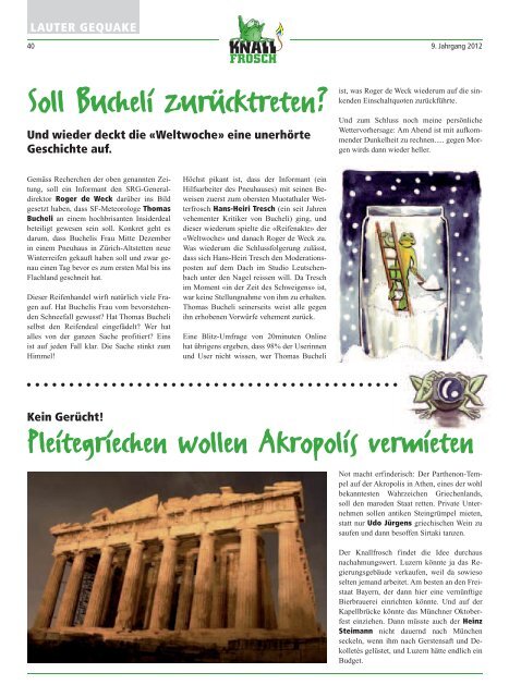KnallFrosch 2012 - Das olympische Pamphlet über Huerenaffe und Co. 
