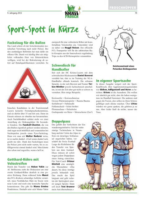 KnallFrosch 2012 - Das olympische Pamphlet über Huerenaffe und Co. 