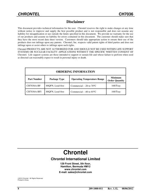 CHRONTEL CH7036 DRIVER FREE CHRONTEL CH7036 TREIBER