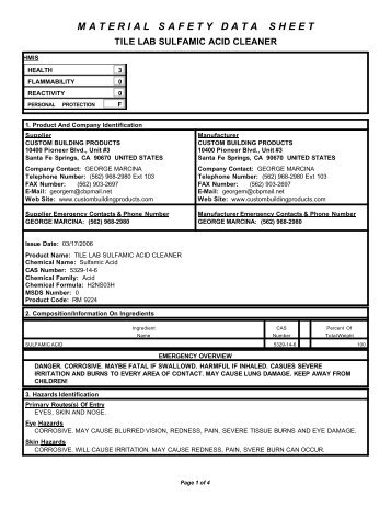 TileLab Â® Sulfamic Acid Cleaner - Jamo Inc