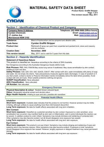 Graffiti Stripper MSDS - CYNDAN Chemicals