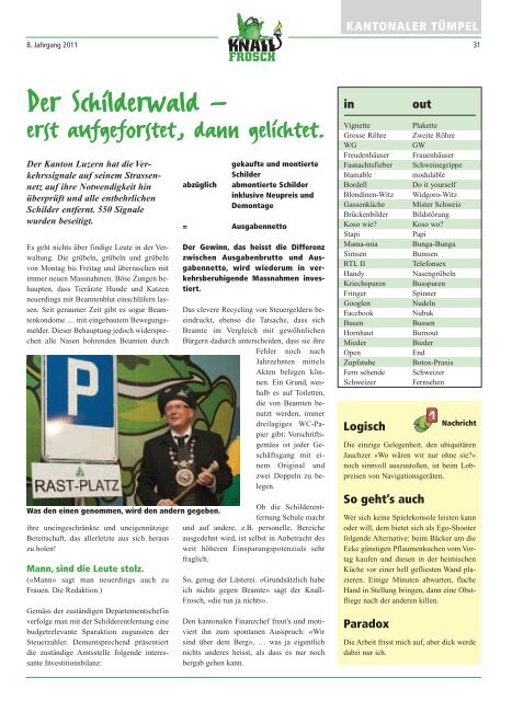 KnallFrosch 2011 - Fasnachtsregeln und sonstige Vignettenspleens im Feissbock-Format