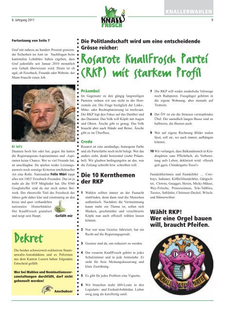 KnallFrosch 2011 - Fasnachtsregeln und sonstige Vignettenspleens im Feissbock-Format