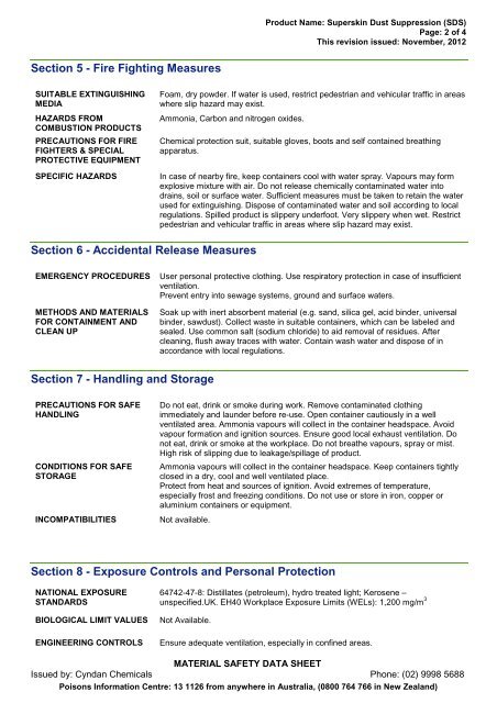 Superskin Dust Suppression MSDS - CYNDAN Chemicals