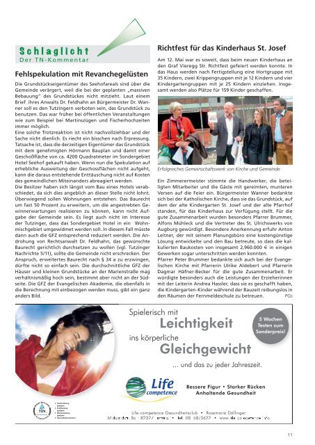 Download Heft 07 / Juli 2011 - Tutzinger Nachrichten