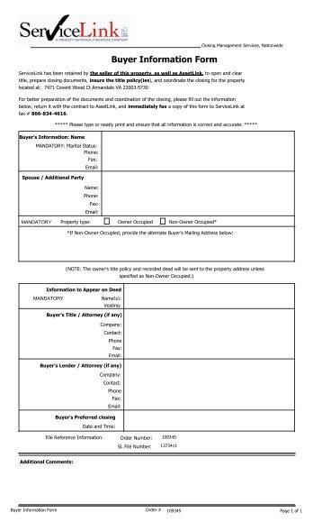 Buyer Information Form