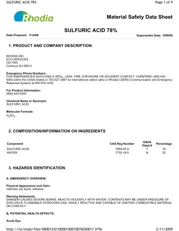 Sulfuric Acid 78 - Rhodia