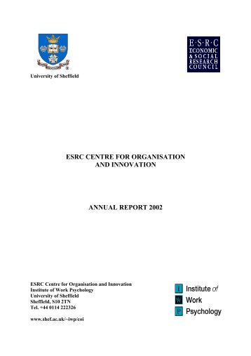 Annual Report 2002 - ESRC COI Home Page - University of Sheffield
