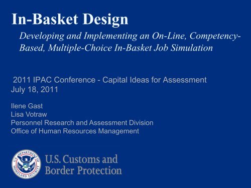 In-Basket Design: Developing and Implementing an On-Line ... - IPAC