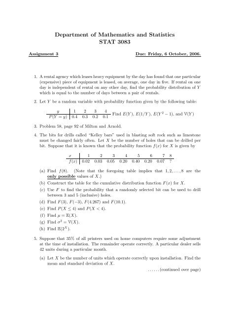 Department Of Mathematics And Statistics Stat 30 Unb Department Of Mathematics And Statistics Stat 30 Unb