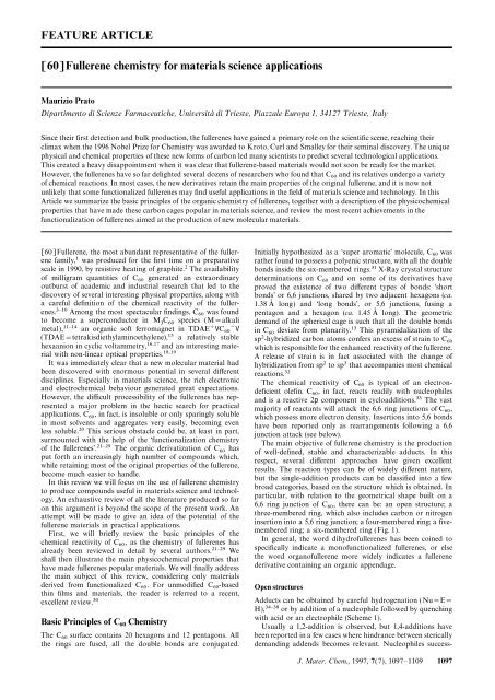 Fullerene chemistry for materials science applications - Cluster for ...