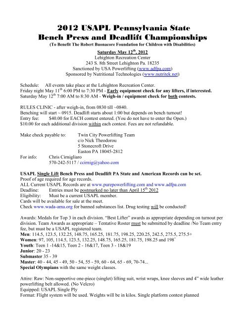 2010 Adau Raw Power Pennsylvania State Usa Powerlifting