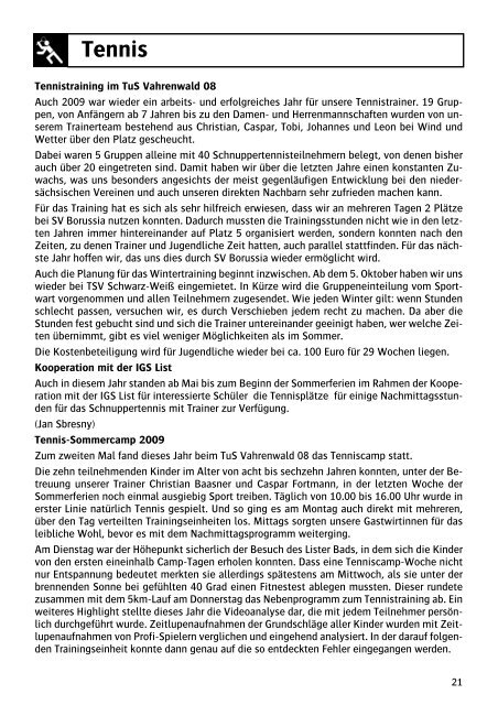 Vereinsnachrichten 3/2009 - beim TuS Vahrenwald 08