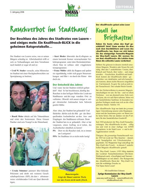 KnallFrosch 2006 - Wey-Zunftmeister: met em Beck a d’Säck!