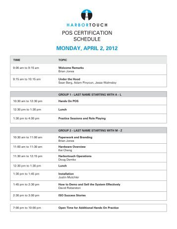 POS Cert Training Schedule 04-2012 - United Bank Card