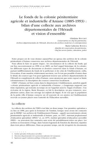 Le fonds de la colonie pÃ©nitentiaire agricole et ... - pierresvives