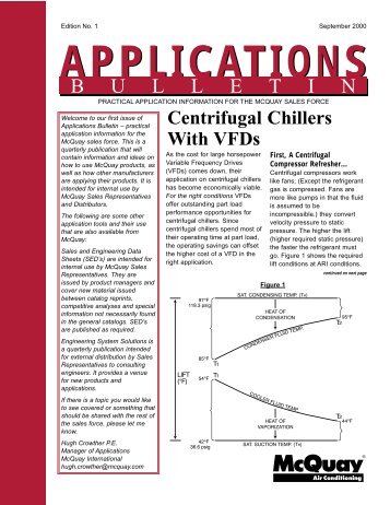 Applications Bulletin â 1 - Centrifugal Chillers with VFD - McQuay