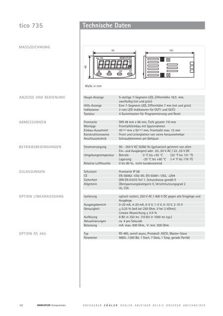 Technische Daten - sensor instruments