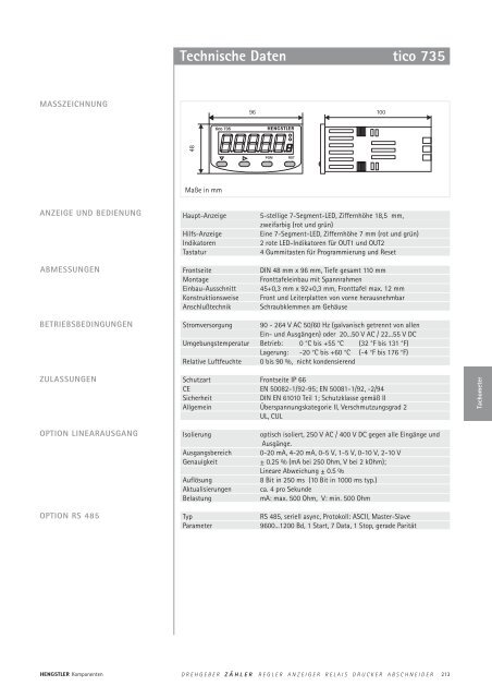 Technische Daten - sensor instruments