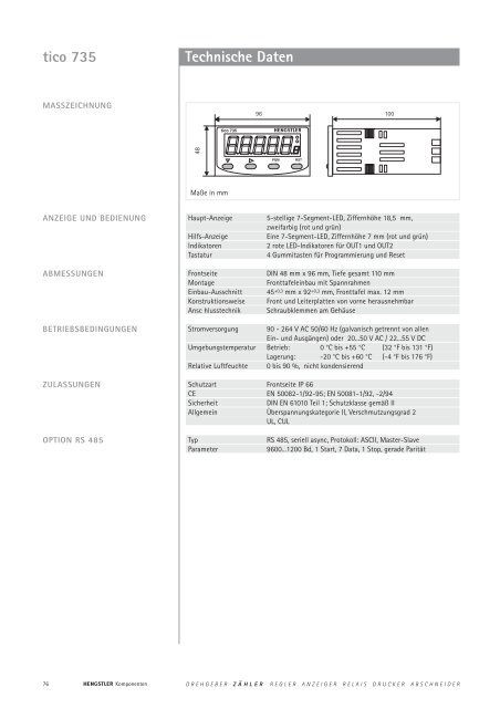 Technische Daten - sensor instruments