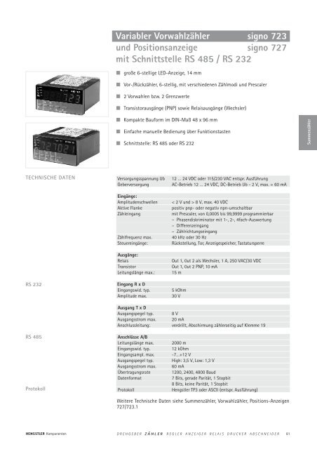 Technische Daten - sensor instruments