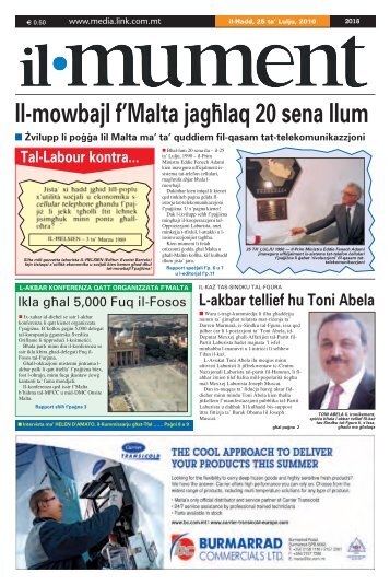 Il-mowbajl f'Malta jag[laq 20 sena llum - MaltaRightNow.com