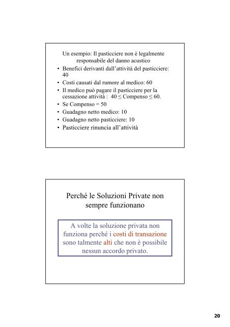 I fallimenti del mercato - Dipartimento di Economia e Statistica