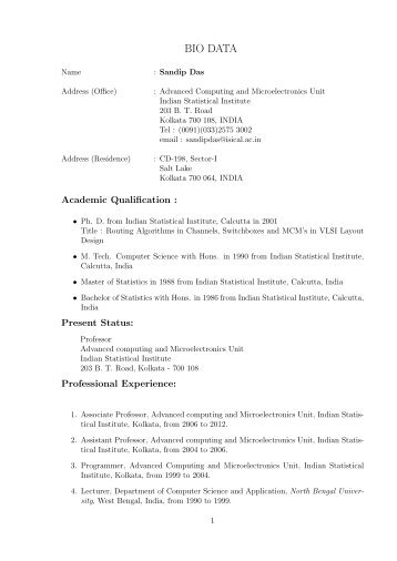 Resume - Indian Statistical Institute