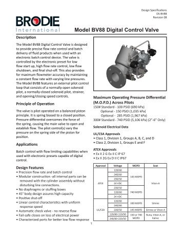 Model BV88 Digital Control Valve - Brodie International